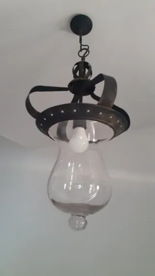 Lámpara Vintage Cristal y Metal Negro