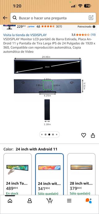 Monitor VSDISPLAY LCD 24 Barra IPS Android 11