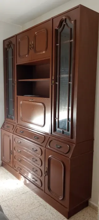 Mueble comedor rústico madera y cristal