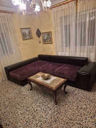 Sofá cheslong piel chocolate seminuevo