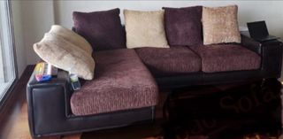 Sofá cheslong piel chocolate seminuevo