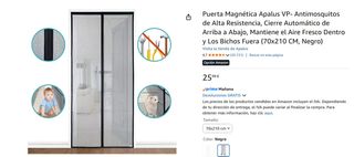 PUERTA MAGNÉTICA ANTIMOSQUITOS NEGRA 70X210cm
