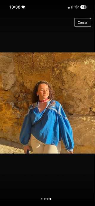 Blusa Zara bordada azul