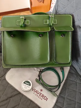 Borsa lavoro vera pelle Via Verdi verde