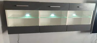 Mueble de comedor modular blanco y gris LED