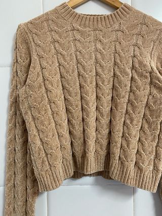 Jersey de punto trenzado beige