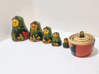 Set 6 Matrioske Russe Legno Vintage