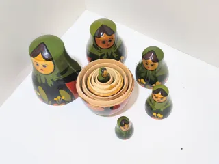 Set 6 Matrioske Russe Legno Vintage