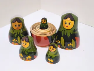 Set 6 Matrioske Russe Legno Vintage