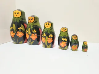 Set 6 Matrioske Russe Legno Vintage