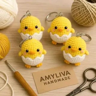 Llaveros Crochet Abeja y Girasol