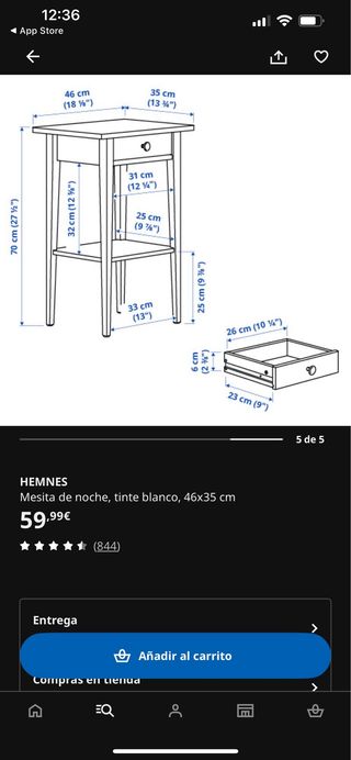 Mesita de noche amarilla madera