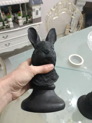 Coppia conigli neri h 28 cm