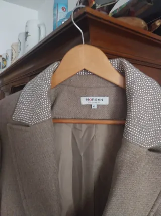 Abrigo Morgan Mujer Talla 42 Marrón/Plata