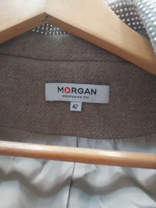Abrigo Morgan Mujer Talla 42 Marrón/Plata
