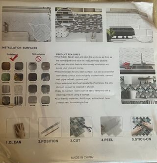 Azulejos Adhesivos 3D Blanco Cocina Baño