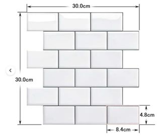 Azulejos Adhesivos 3D Blanco Cocina Baño