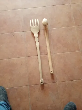 Cuchara y Tenedor de Madera 58cm