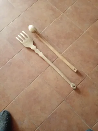Cuchara y Tenedor de Madera 58cm