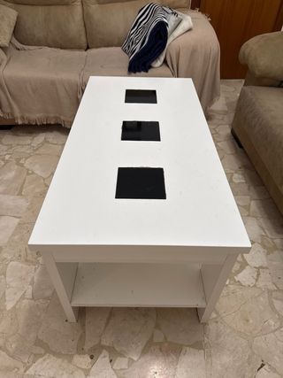 Mesa de centro elevable blanca y negra
