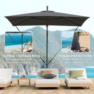 Parasol Excéntrico 247x247cm con Base Cruzada Gris