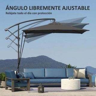 Parasol Excéntrico 247x247cm con Base Cruzada Gris