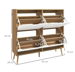 Zapatero 4 cajones madera y blanco