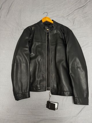 Chaqueta Cuero Massimo Dutti Negra