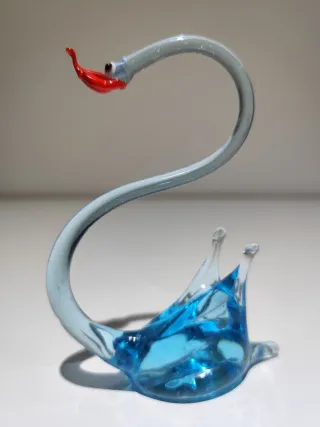 Figura Cisne Cristal Murano de Color Azul