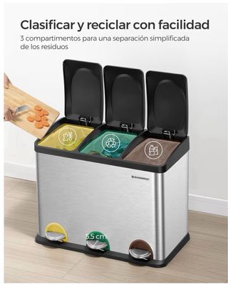 Cubo de basura triple Songmics