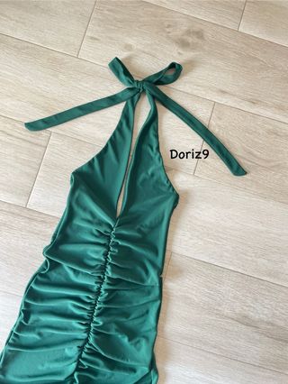 Vestido midi halter verde Zara