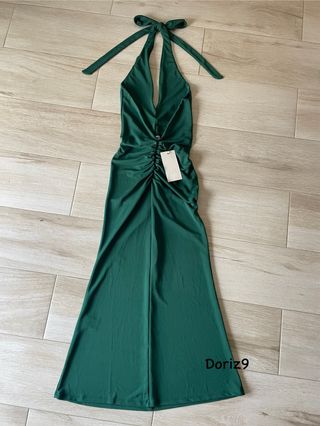 Vestido midi halter verde Zara
