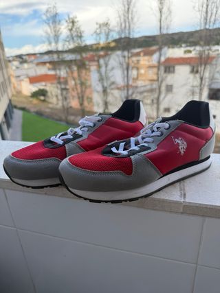 Zapatillas Polo Ralph Lauren rojas y grises