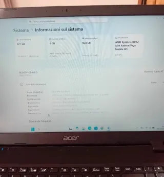 Portatile Acer 315 16gb ram ssd 512gb 15.6" gaming