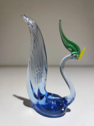 Figura Cisne Cristal Cristal Murano Azul y Verde