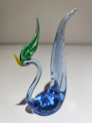 Figura Cisne Cristal Cristal Murano Azul y Verde