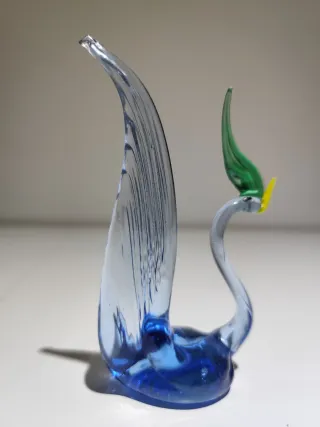 Figura Cisne Cristal Cristal Murano Azul y Verde