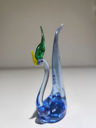 Figura Cisne Cristal Cristal Murano Azul y Verde