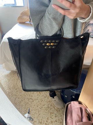 Bolso Piel Zara Detalles Dorados