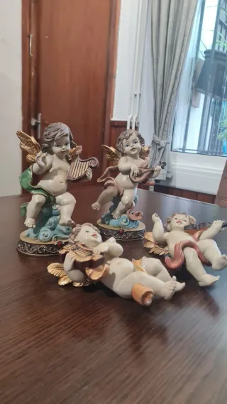 Ángeles Músicos dos de pared y dos pedestal