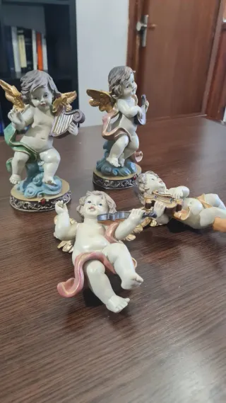 Ángeles Músicos dos de pared y dos pedestal