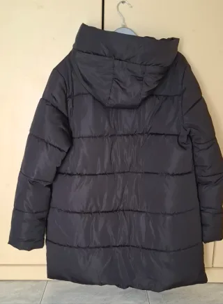 Piumino Nero Lungo Donna con Cappuccio