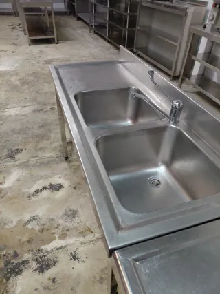 Fregadero industrial doble seno