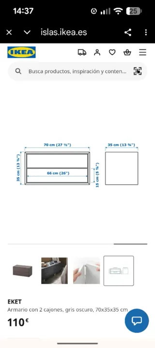 Mueble Eket 75x35x35 cm Ikea Gris Oscuro