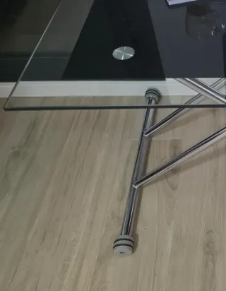 Mesa elevable cristal y metal de centro o comer