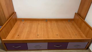 Cama nido con cajones madera y morado cama 90