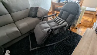 Butaca reclinable gris con cojín NUEVA