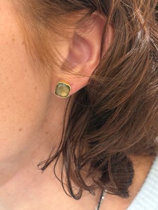 Pendientes de labradorita en plata chapada oro 18k