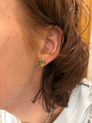 Pendientes de labradorita en plata chapada oro 18k