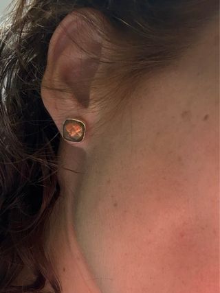 Pendientes de labradorita en plata chapada oro 18k